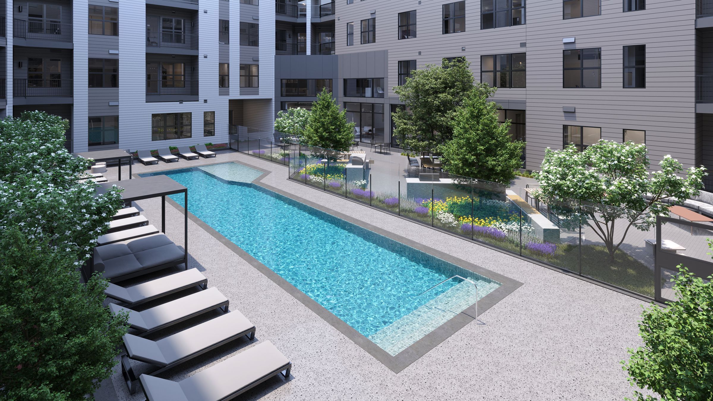 Alta Nova Apartments luxury pool amenity rendering